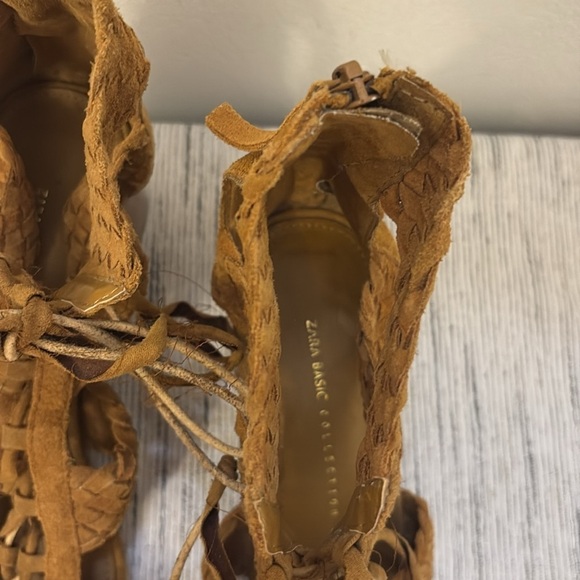 Zara Basic Women's Tan Lace-Up Sandals size 38 Cottagecore Fairy Y2K - Picture 6 of 6